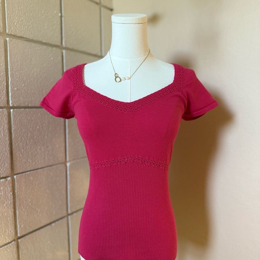 Banana Republic Pink Fitted Cap Sleeve Bodysuit